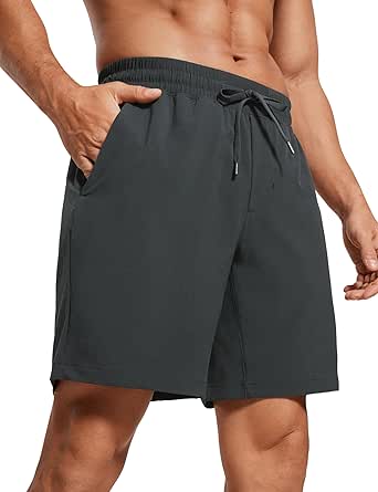 CRZ YOGA Men's Linerless Workout Shorts - 7'' Quick Dry Running Sports Athletic Gym Shorts with Pockets