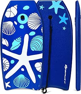 Goplus Boogie Boards for Beach, 33 inch/37 inch/41 inch Lightweight Body board w/ Wrist Leash, Superior Buoyancy EPS Core & HDPE Slick Bottom, Surfboard for Kids Teens Adults Surfing