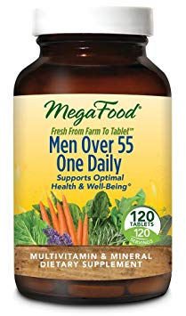 MegaFood - Men Over 55 One Daily, Multivitamin Support for Healthy Energy Production and Immunity with Vitamins C and D3, and Methylated Folate and B12, Vegetarian, Gluten-Free, Non-GMO, 120 Tablet