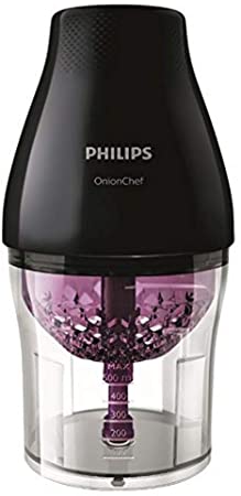 Philips HR2505 Onion Chopper - Multi-Functional - 2 Speeds, 2 Accessories. One Size Black