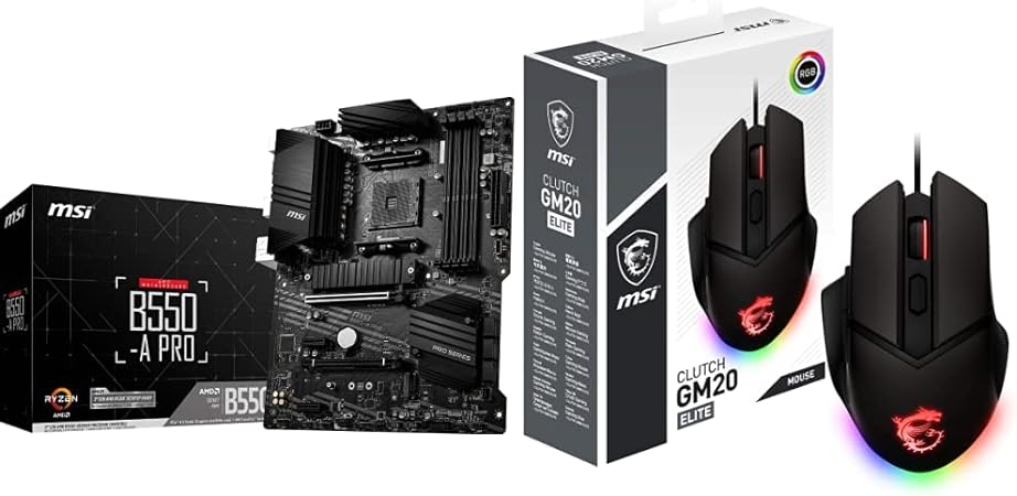 MSI B550-A PRO ProSeries Motherboard   MSI Clutch GM20 Elite Gaming Mouse