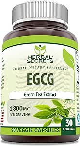 Herbal Secrets EGCG Green Tea Extract 1800 Mg Per Serving | Veggie Capsules Supplement | Non-GMO | Gluten Free | Made in USA (1 Pack, 90 Count)