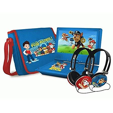 Ematic Nickelodeons Paw Patrol Theme Portable DVD Player with 9-Inch Swivel Screen, Travel Bag and 2 Sets of Headphones, Blue