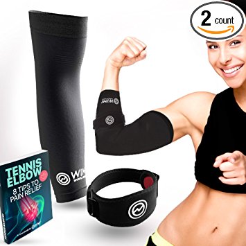 WIMI Sports & Fitness Tennis Elbow Brace & Copper Compression Sleeve for Men & Women - Eases Tennis Elbow & Arm Pain   Provides Relief & Support for Sore Muscles & Tendons