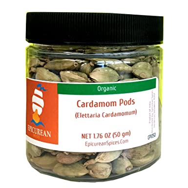 Epicurean Spices Organic Cardamom Pods, Whole, 1.76 Oz