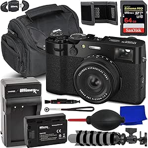 SSE FUJIFILM X100VI Digital Camera (Black) - Bundle includes: 64GB SDXC Memory Card, Replacement Battery and Charger, Gadget Bag, 8" Gripster & Much More (12pc Bundle)