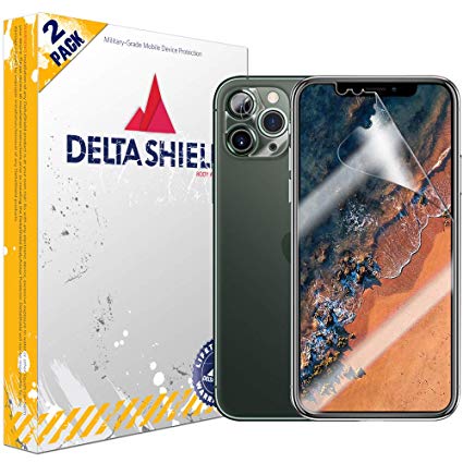 DeltaShield Screen Protector for Apple iPhone 11 Pro (5.8 inch) (2-Pack) (Case Friendly Version   Camera Lens) BodyArmor Anti-Bubble Military-Grade Clear TPU Film