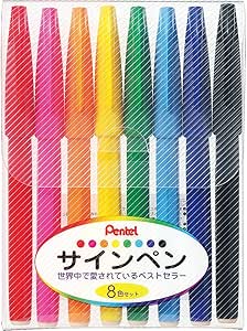 Pentel S520-8 Sign Pen, Set of 8 Colors