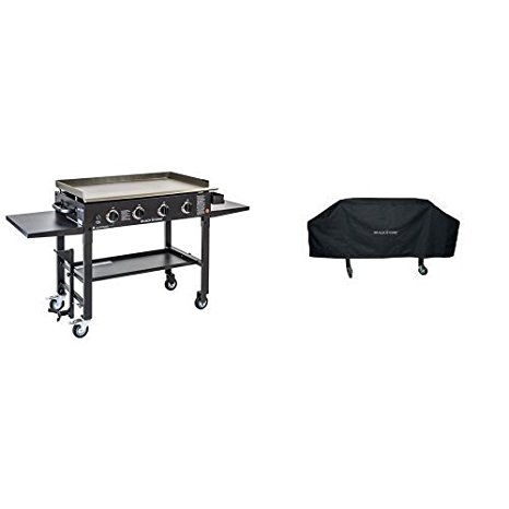 Blackstone 36 inch Outdoor Flat Top Gas Grill Griddle Station - 4-burner - Propane Fueled - Restaurant Grade - Professional Quality - With Cover