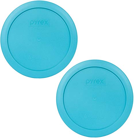 Pyrex 7201-PC 4 Cup Surf Blue Round Plastic Food Storage Lid - 2 Pack