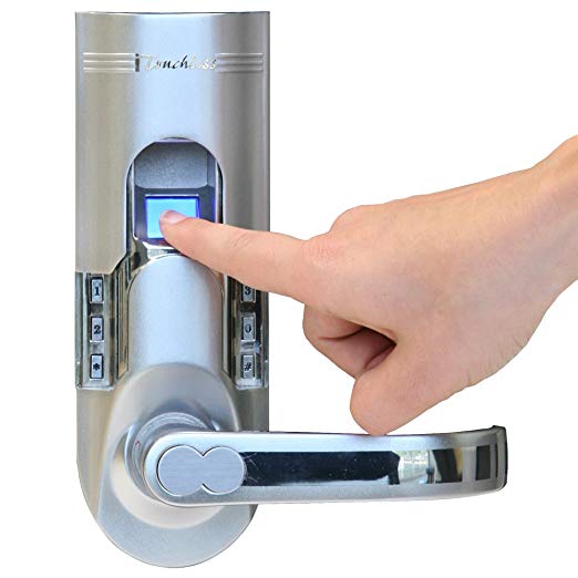 iTouchless Bio-Matic Fingerprint Door Lock, Right Handle, Silver