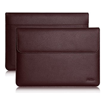 iPad Pro Case Sleeve, ProCase Cushion Protective Sleeve Bag Cover Case for Apple iPad Pro 12.9 Inch, Compatible with Apple Smart Keyboard, Documnet Pocket and Apple Pencil Holder (Brown)