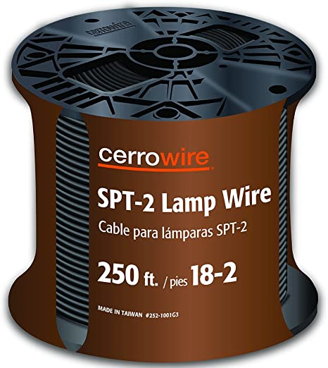 Cerrowire 252-1001G3 250-Feet 18/2 Lamp Cord, Black