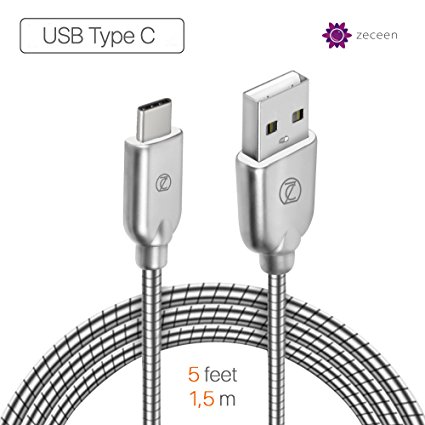 ZECEEN Metal USB to USB-C Cable – Fast Charging & Data Transfer Cord (5 ft) – Almost Unbreakable – Bending & Weather Resistant – Compatible with any Type C Supported Devices
