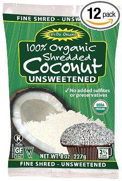 Let's Do Organic Shredded, Unsweetened Coconut, 8-Ounce Packages (Pack of 12)