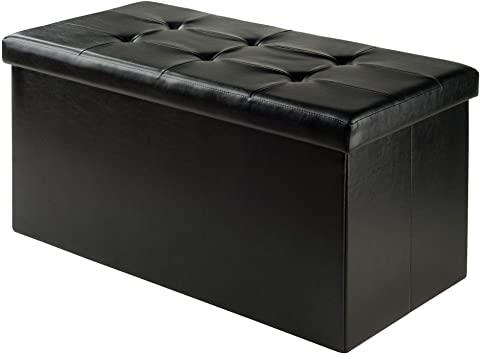 Winsome Wood 20627-WW Furniture Piece Ashford Ottoman with Storage Faux Leather