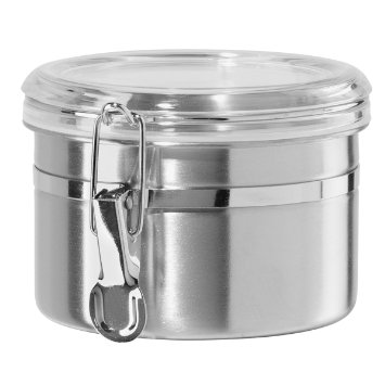 Oggi 26-Ounce Stainless Steel Airtight Canister with Clear Arylic Lid and Locking Clamp