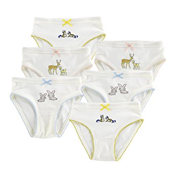 SLAIXIU 6-Pack Soft Cotton Little Girls Underwear Cute Kids Brief 2-8 Year