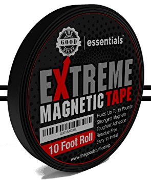 2017 Strongest Extreme Magnetic Tape for Holding Tools, Knives, Turn Any Surface Into an Organization Space Residue Free [1/2 Inch x 10ft Roll]