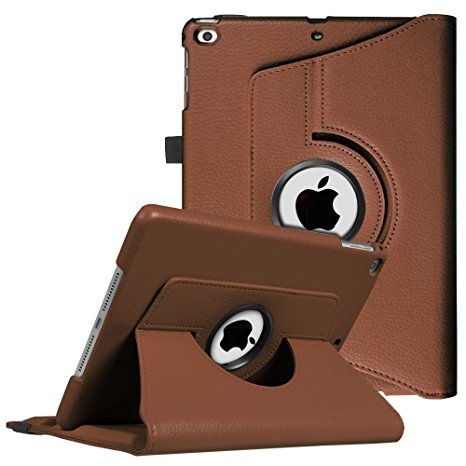 Fintie New iPad 9.7 inch 2017 / iPad Air Case - 360 Degree Rotating Stand Cover with Auto Sleep Wake for Apple New iPad 9.7 inch 2017 Tablet / iPad Air 2013 Model, Brown