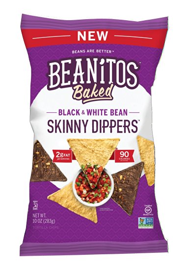 Beanitos Skinny Dippers Baked Black & White Bean, 10 Ounce