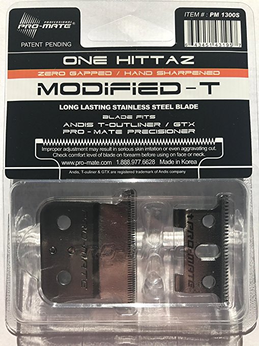 Andis T-Outliner & GTX Replacement One Hittaz Zero Gap Modified T Blades (Silver) By Pro-Mate