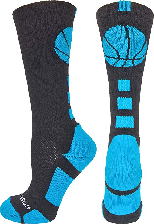 MadSportsStuff Basketball Socks with Basketball Logo Athletic Crew Socks (Over 20 Colors)