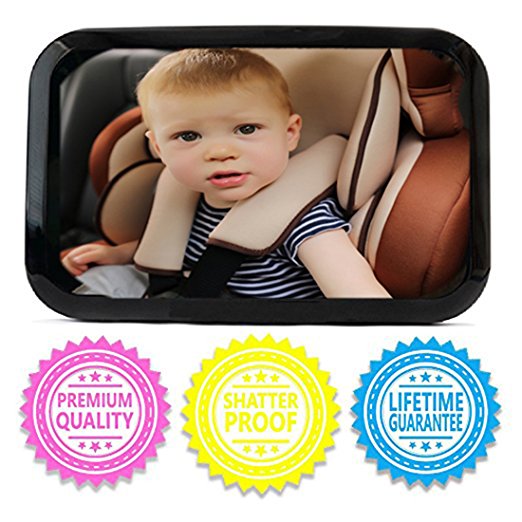 Baby Car Back Seat Mirror by Natple Car Mirror for Rear Facing View Infant Car Interior Adjustable Child Seat Safety Mirror - Wide Convex Shatterproof Glass (Black)