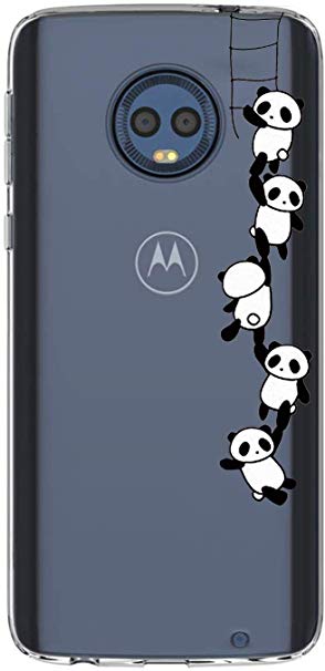 AIsoar Compatible for Moto G6 Play Case,Ultra-Thin Crystal Clear with Fashion Pattern Soft TPU Silicone Bumper [Support Wireless Charging] Shockproof Protective Phone Cover-Panda