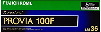 Fujifilm 16326030 Fujichrome Provia 35mm 100F Color Slide Film ISO 100 - 5 Rolls of 36 Exposures (Green/White/Purple)