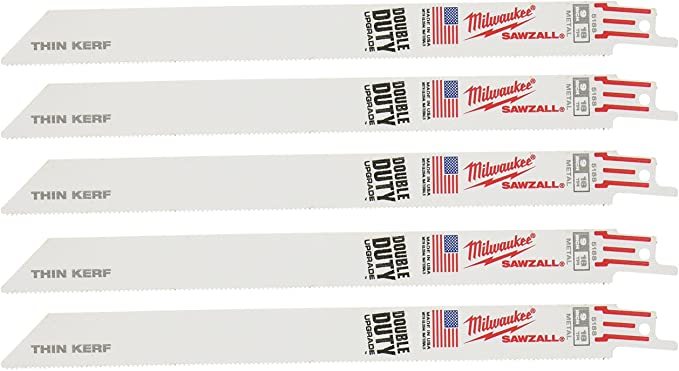 Milwaukee 48-00-5188 9" x 18TPI Sawzall Blade for Metal Cutting 3/4 Height 5 Blades per Pack