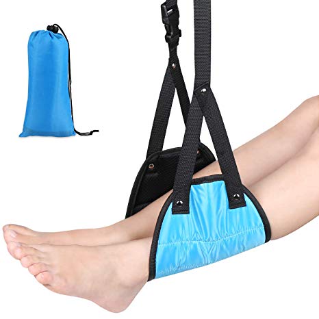 ONSON Airplane Footrest Hammock, Portable Adjustable Height Lightweight Travel Accessory - Memory Sponge Aircraft Feet Hammock Provides Relaxation and Comfortable