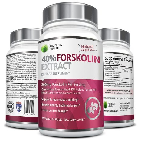 40 FORSKOLIN COMPLEX 300MG Per Serving - 90 Veggie Caps - Standardized to 40 Coleus Forskohlii Root Extract - Supports Lean Muscle Building and Helps Control Hunger