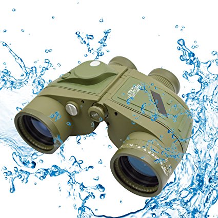 Twod 10X50 Waterproof Binoculars with Rangefinder & Illuminated Compass, Pouch for Outdoors, Hunting, Hiking and Trekking