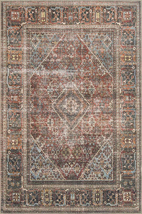 Loloi  LQ-13 Loren Collection Vintage Printed Persian Area Rug 8'-4" x 11'-6"  Brick/Midnight