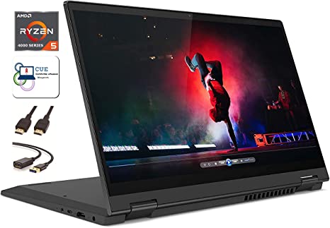 Lenovo Flex 5 14" 2-in-1 Convertible Touchscreen FHD Laptop Computer PC, Ryzen 5 4500u, 16GB RAM, 512GB SSD, Fingerprint, Backlit Keyboard, HDMI, Webcam, Stylus, Windows 10  CUE Accessories Bundle