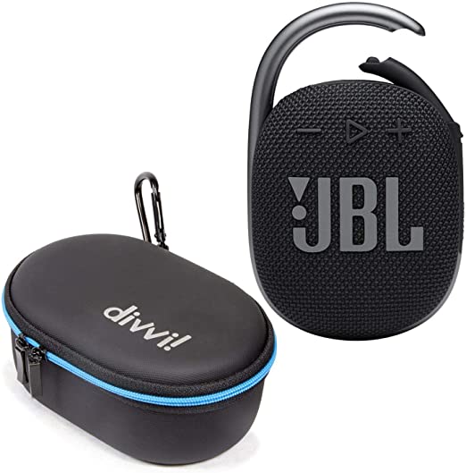 JBL Clip 4 Portable Bluetooth Wireless Speaker Bundle with divvi! Protective Hardshell Case - Black