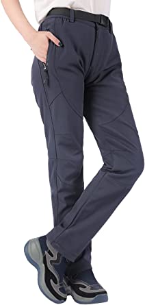 Singbring Women's Outdoor Fleece Lined Waterproof Windproof Ski Snow Hiking Pants