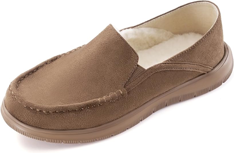 VEEYOO Womens Moccasin Slippers, Ladies Moccasin House Shoes with Removable Insole and Anti-Skid Sole for Indoor and Outdoor