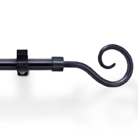 GrayBunny GB-6804 Exquisite Allure Curtain Rod, 86-120 Inches, Black, Metal Cafe Rod Window Treatment
