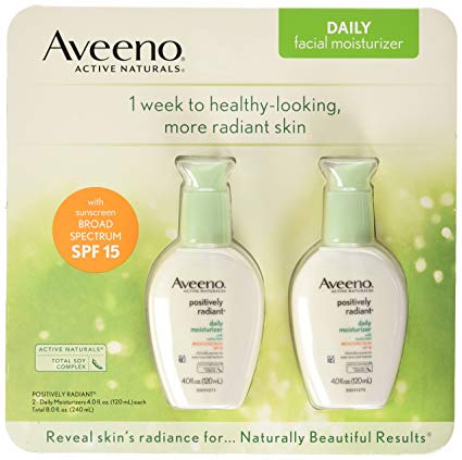 Aveeno Positively Radiant Skin Daily Moisturizer SPF 15, 4 Ounce (Pack of 2)