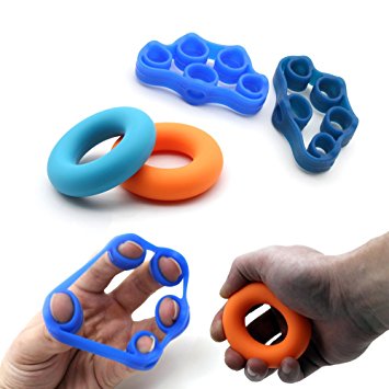 Gonce 2pcs Hand Grip Strengthener and 2pcs Finger Stretcher - Strength Trainer for Forearm Exercise, Guitar Finger Strengtheners and Rock Climbing