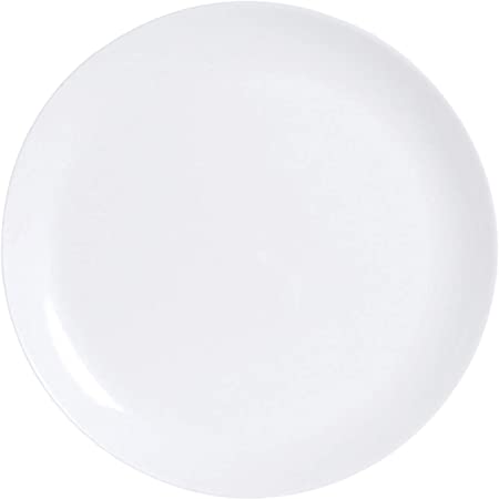 Luminarc Diwali Set of 6 Extra Resistant Opal Glass Flat Plates, 25 cm, White