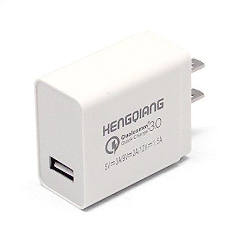 HengQiang QC3.0 USB Wall Charger 18W Qualcomm Quick Charge Travel Adapter for Sumsang HTC LG and Other Android Devices That Support QC Technology (White)