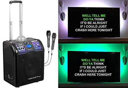 Vocopro Lightshow Rechargeable Bluetooth Karaoke Machine System Stand LED Strip