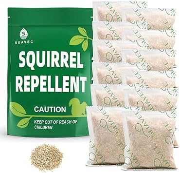 SUAVEC Squirrel Repellent, Chipmunk Repellent, Squirrel Repellant for Attic, Squirrels Deterrent for Garden, Squirrel Repellents Outdoor, Squirrel Away, Mint Repellent Squirrel for Bird Feeders-12P