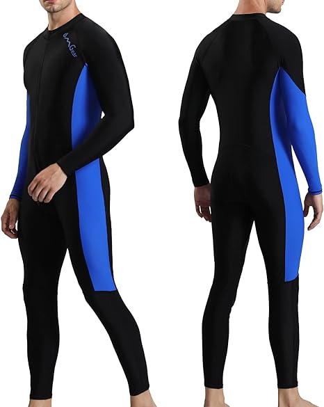 OMGear Rash Guard Full Bodysuit Dive Skin Women Men UV Protection One Piece Swimsuit Long Sleeve Spandex Front Zipper for Scuba Diving Snorkeling Swimming Kayaking Water Sports