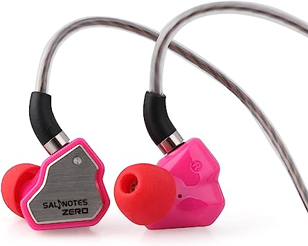 Linsoul 7Hz Salnotes Zero HiFi 10mm Dynamic Driver in-Ear Earphone IEM with Metal Composite Diaphragm Stainless Steel Faceplate Detachable 2Pin OFC Cable (Rose, Without Mic)