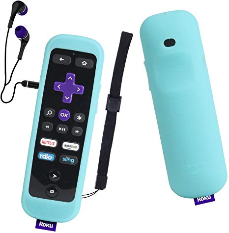 Roku Gaming Remote Case SIKAI Shockproof Protective Case for Roku 3 (4230 and 4200) Roku 2 (4210) RC54R Enhanced Remote Anti-Slip Washable Dust-Proof Anti-Lost with Hand Strap (Glow in Dark Blue)