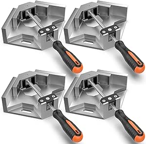 Right Angle Clamp, Housolution [4 Pack]Corner Clamps for Woodworking, 90° Aluminum Alloy with Adjustable Swing Jaw, Right Angle Clip Clamp Tool for Photo Frame Vise Holder Face Frame Boxes Cabinet